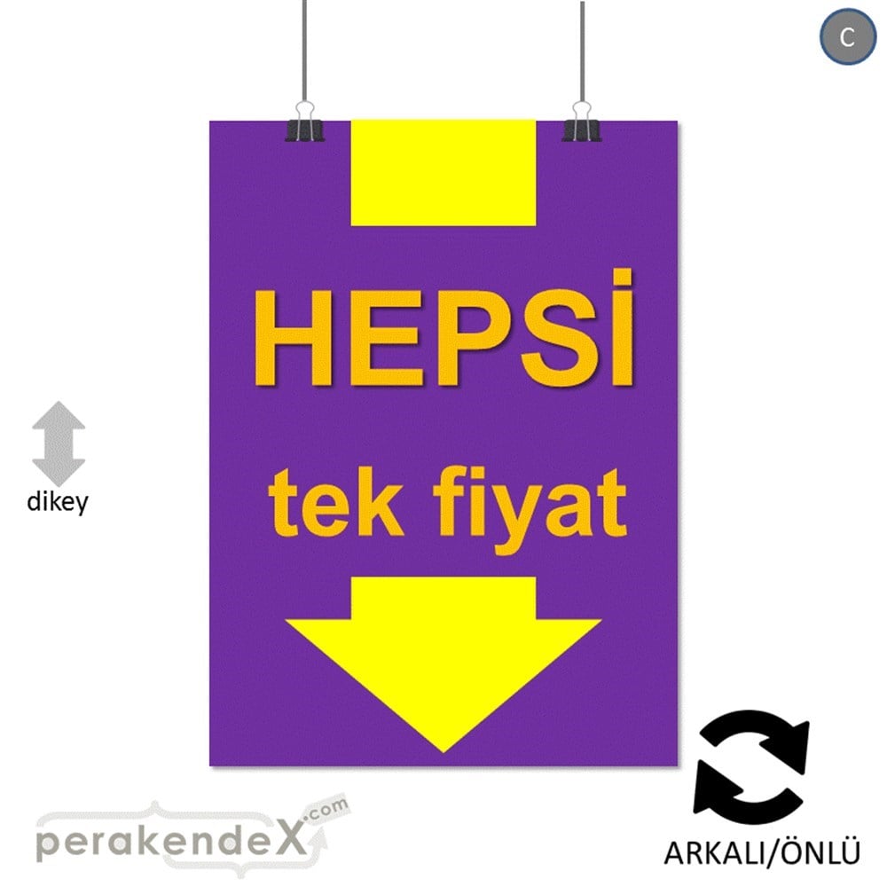 hepsi tek fiyat POSTERİ -dikdörtgen,çift yön baskı