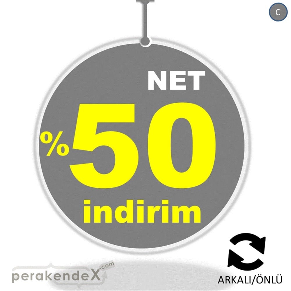 net yüzde 50 indirim DÖNKARTI -oval,çift yön baskı