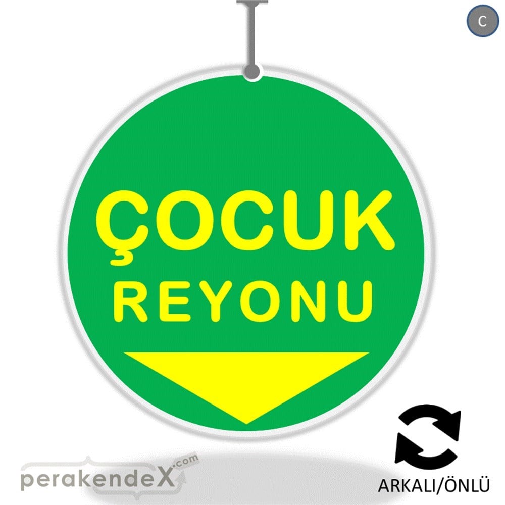 çocuk reyonu yönlendirme DÖNKARTI -oval,çift yön baskı