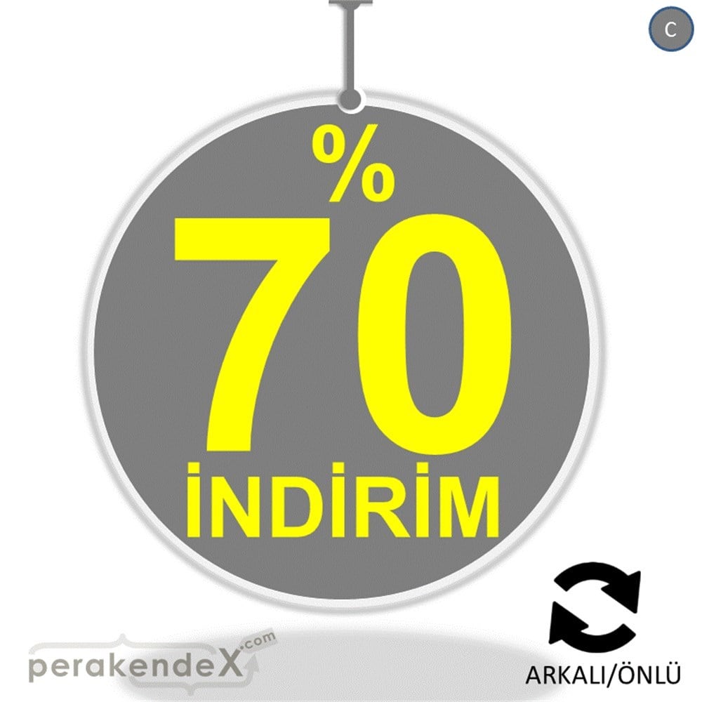 yüzde 70 indirim DÖNKARTI -oval,çift yön baskı