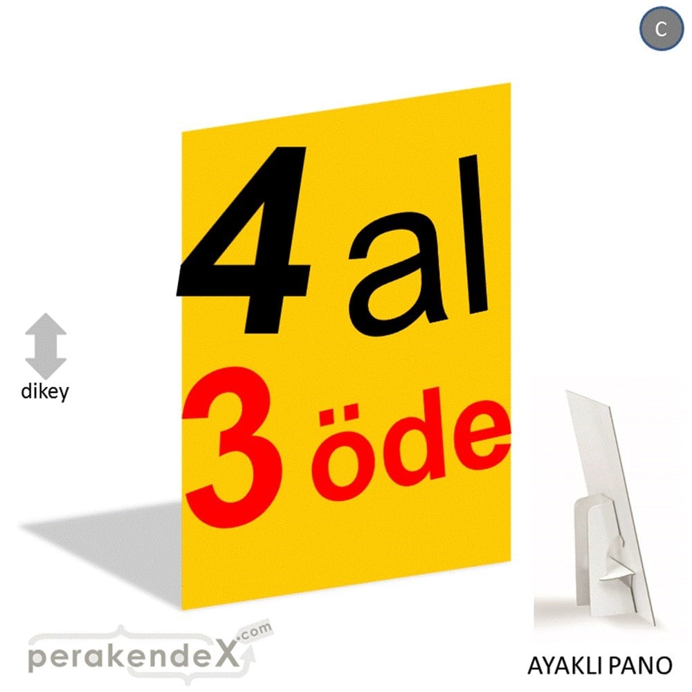 4 al 3 öde AYAKLI REKLAM PANOSU -dikdörtgen,tek yön baskı