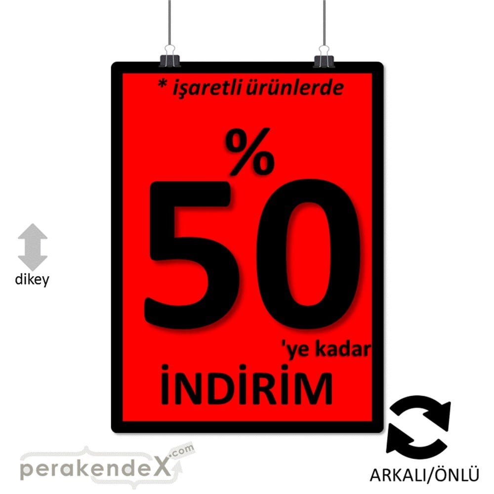 yüzde 50 ye varan indirim POSTERİ -dikdörtgen,çift yön baskı