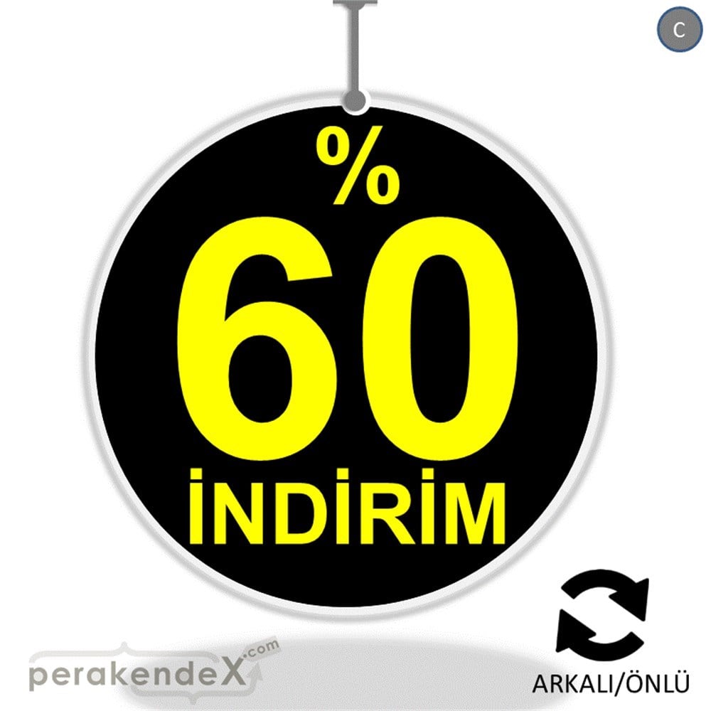 yüzde 60 indirim DÖNKARTI -oval,çift yön baskı
