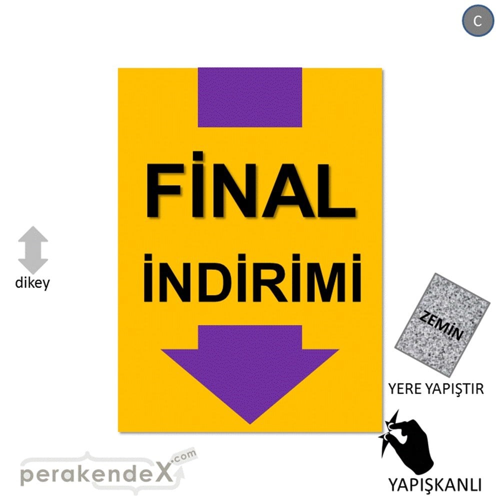 final indirimi YER ZEMİNE YAPIŞIR -dikdörtgen,tek yön baskı