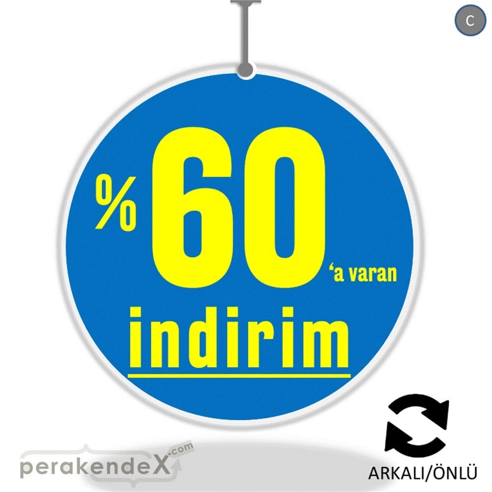 yüzde 60 a varan indirim DÖNKARTI -oval,çift yön baskı