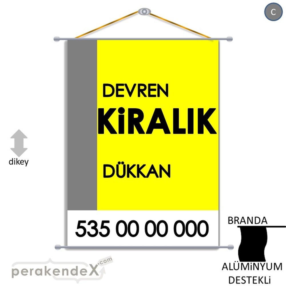 Devren Kiralık Yazısı 006 BRANDA POSTER,  AFİŞ -dikdörtgen,tek yön baskıbranda poster,  afiş