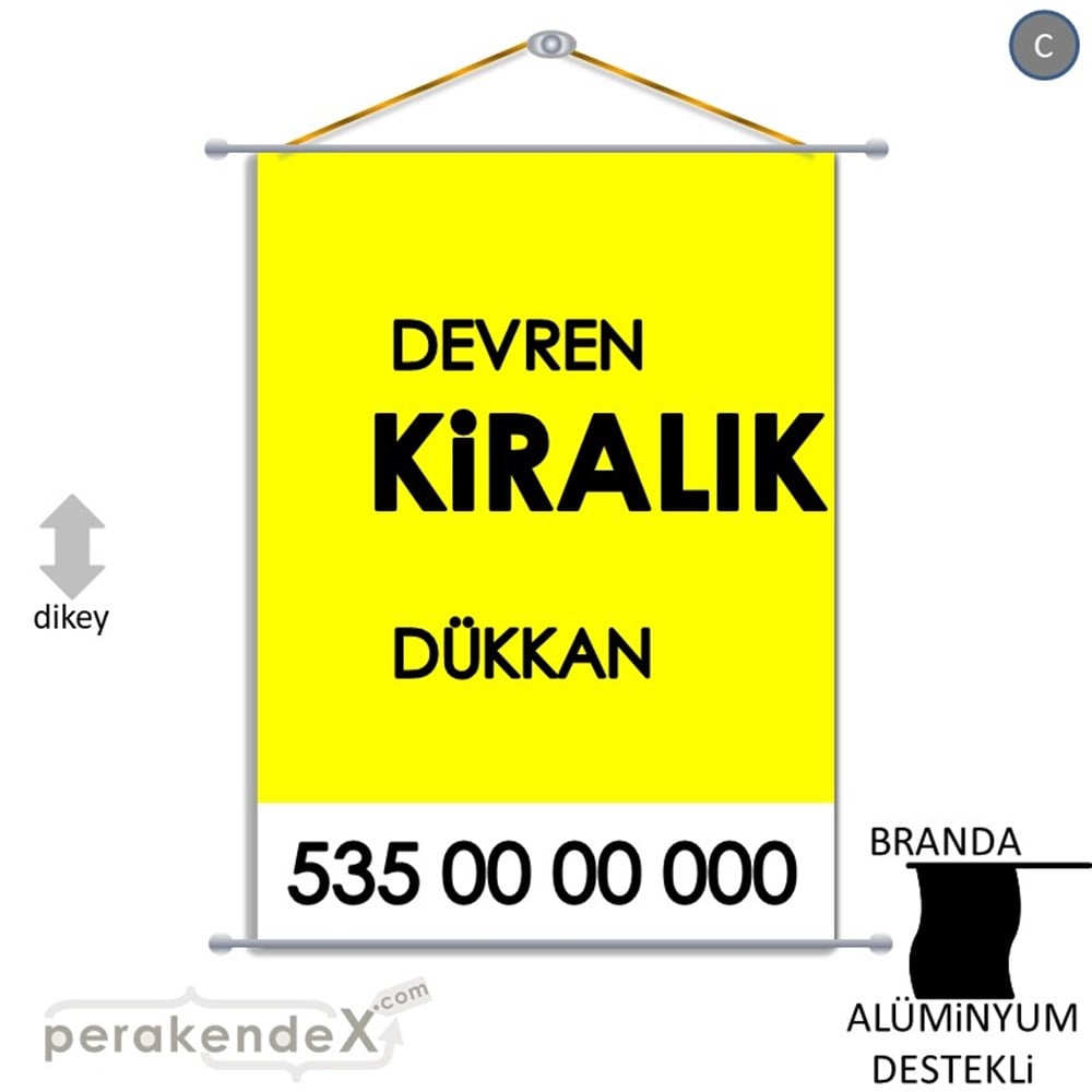 Devren Kiralık Yazısı 006 BRANDA POSTER,  AFİŞ -dikdörtgen,tek yön baskıbranda poster,  afiş