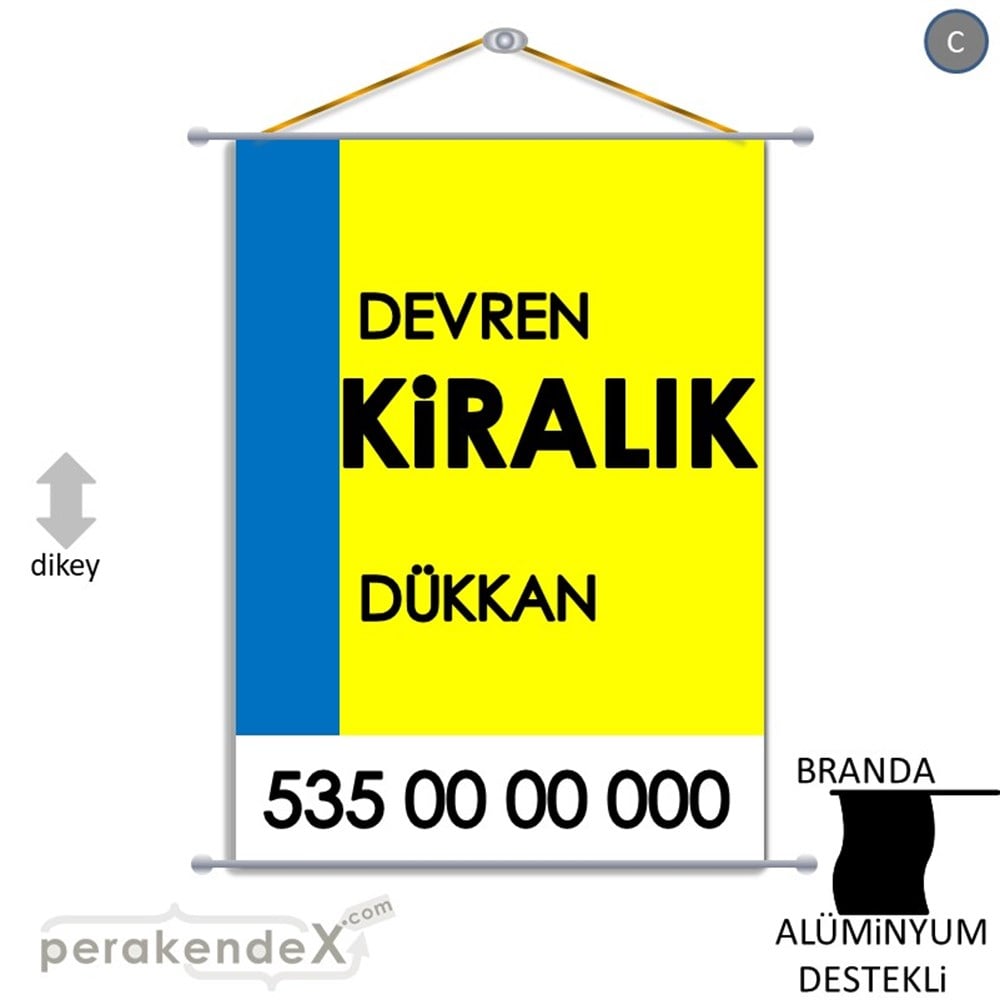 Devren Kiralık Yazısı 006 BRANDA POSTER,  AFİŞ -dikdörtgen,tek yön baskıbranda poster,  afiş