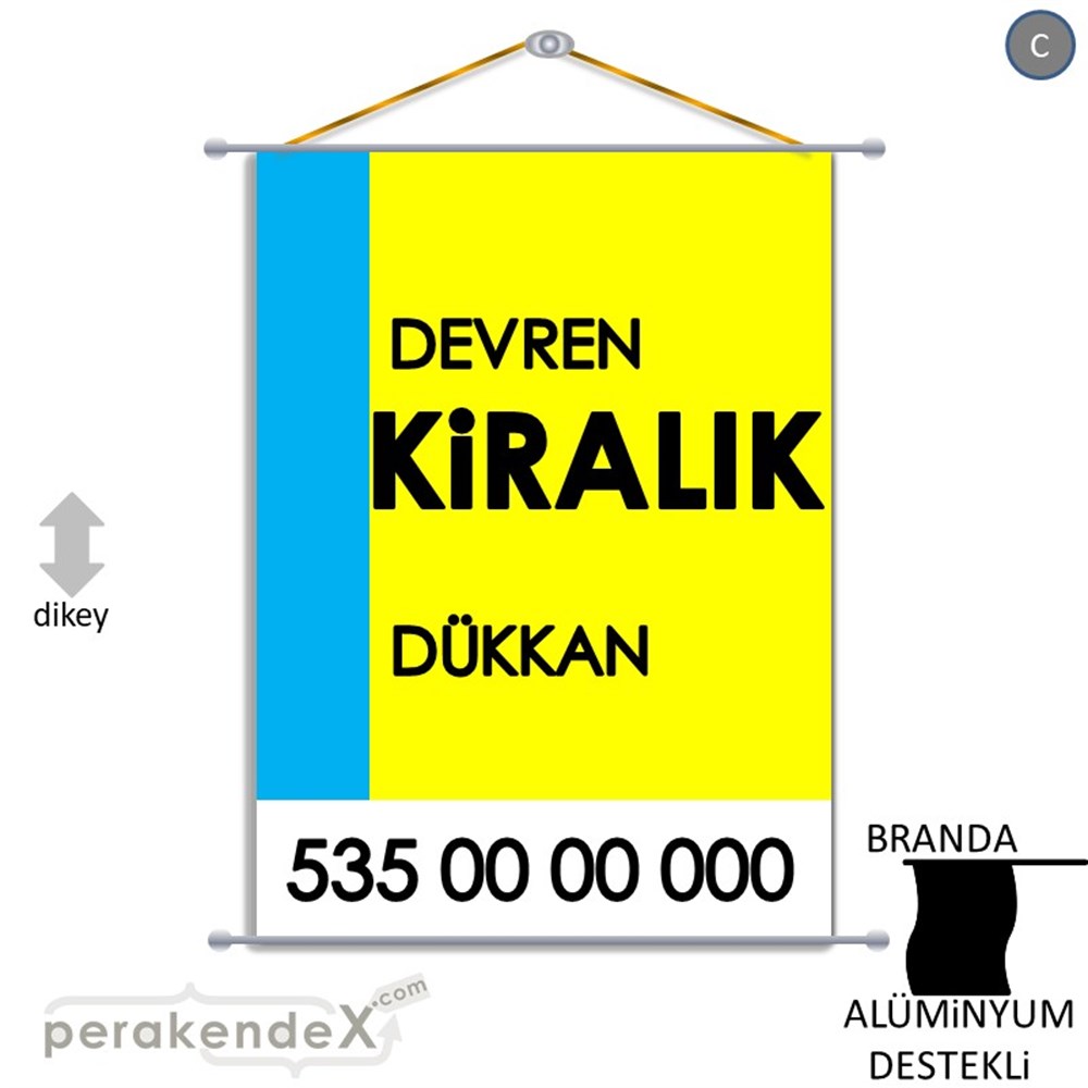 Devren Kiralık Yazısı 006 BRANDA POSTER,  AFİŞ -dikdörtgen,tek yön baskıbranda poster,  afiş