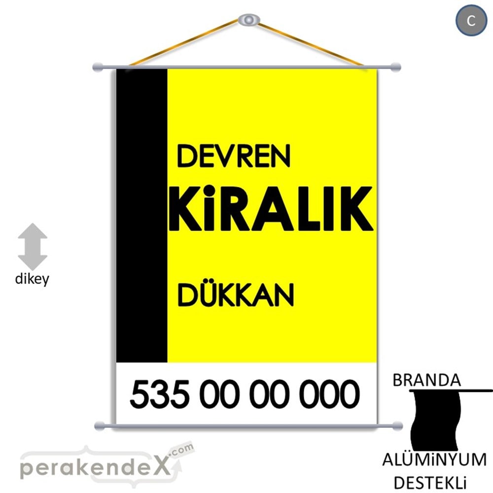 Devren Kiralık Yazısı 006 BRANDA POSTER,  AFİŞ -dikdörtgen,tek yön baskıbranda poster,  afiş