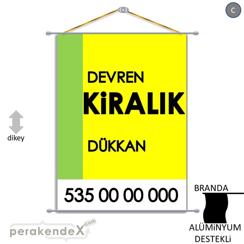 Devren Kiralık Yazısı 006 BRANDA POSTER,  AFİŞ -dikdörtgen,tek yön baskıbranda poster,  afiş