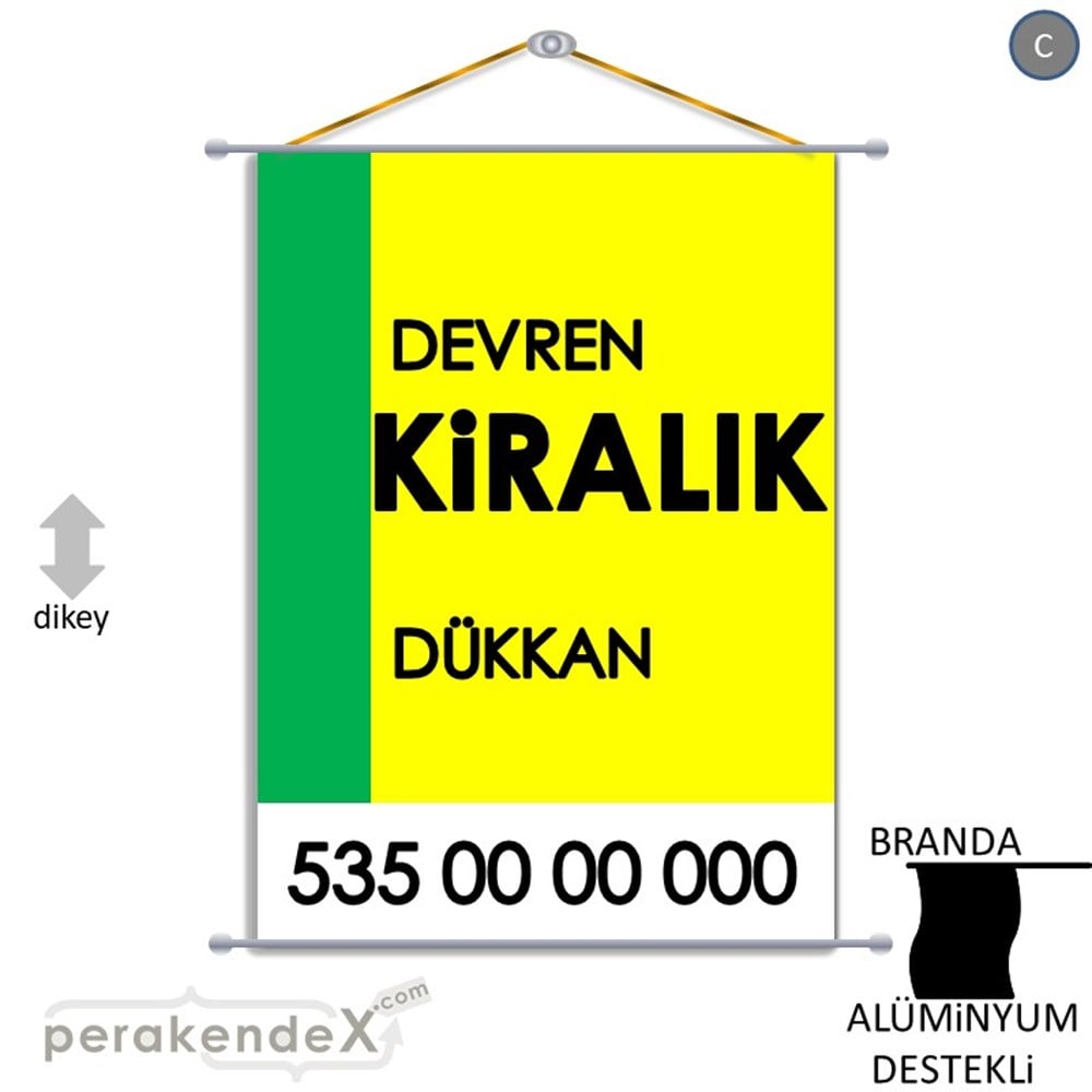Devren Kiralık Yazısı 006 BRANDA POSTER,  AFİŞ -dikdörtgen,tek yön baskıbranda poster,  afiş
