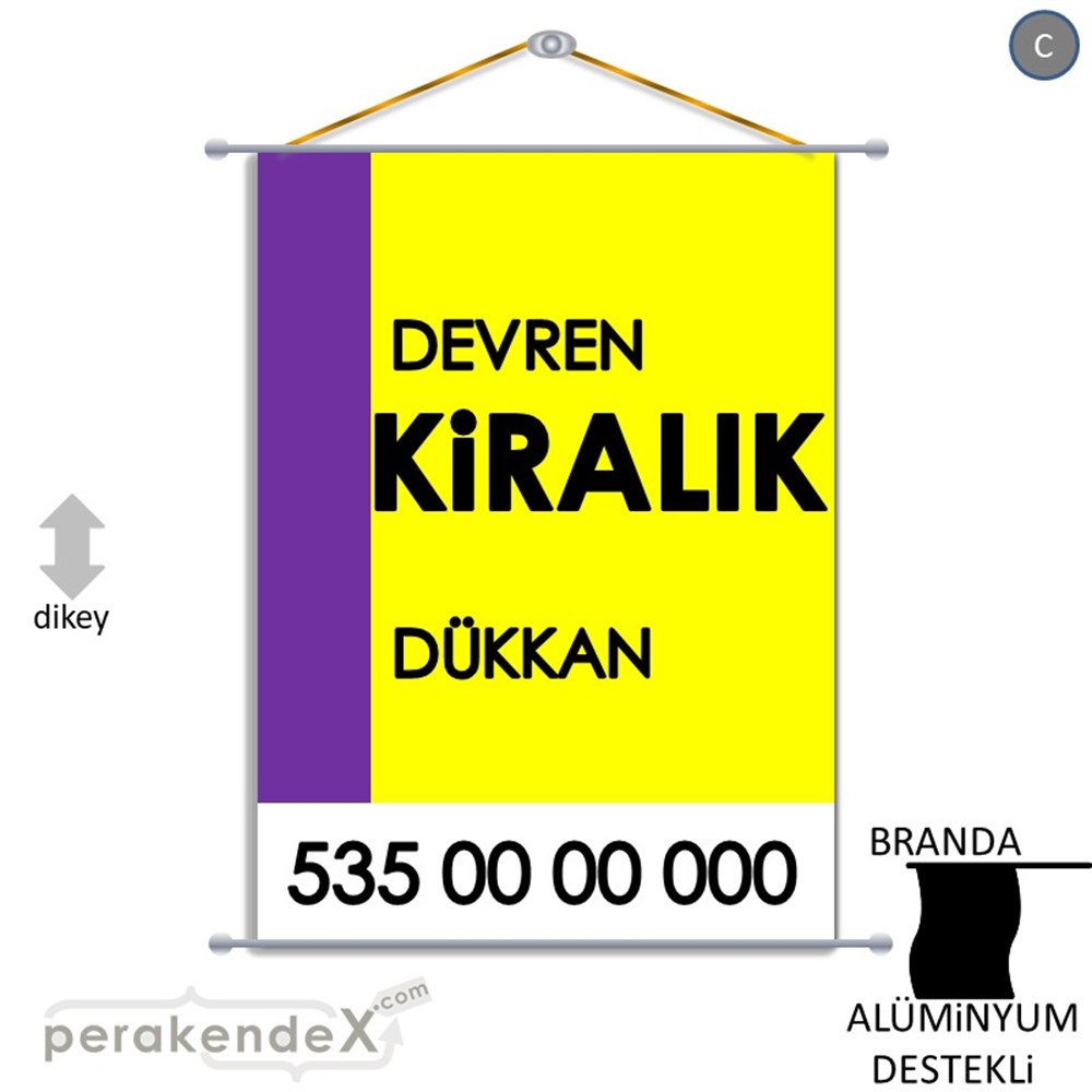 Devren Kiralık Yazısı 006 BRANDA POSTER,  AFİŞ -dikdörtgen,tek yön baskıbranda poster,  afiş