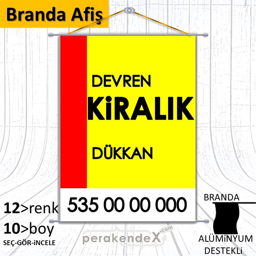 Devren Kiralık Yazısı 006 BRANDA POSTER,  AFİŞ -dikdörtgen,tek yön baskıbranda poster,  afiş