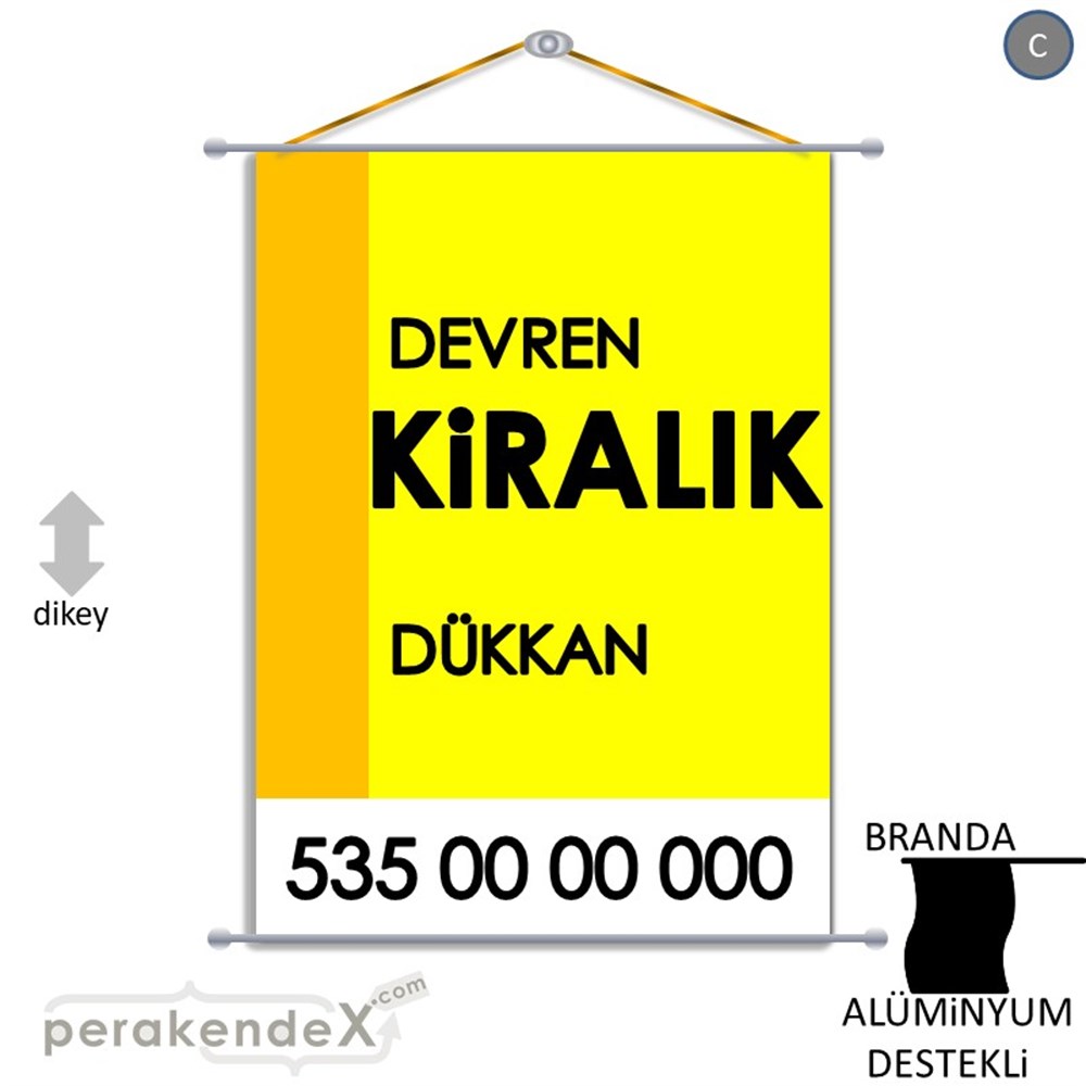 Devren Kiralık Yazısı 006 BRANDA POSTER,  AFİŞ -dikdörtgen,tek yön baskıbranda poster,  afiş