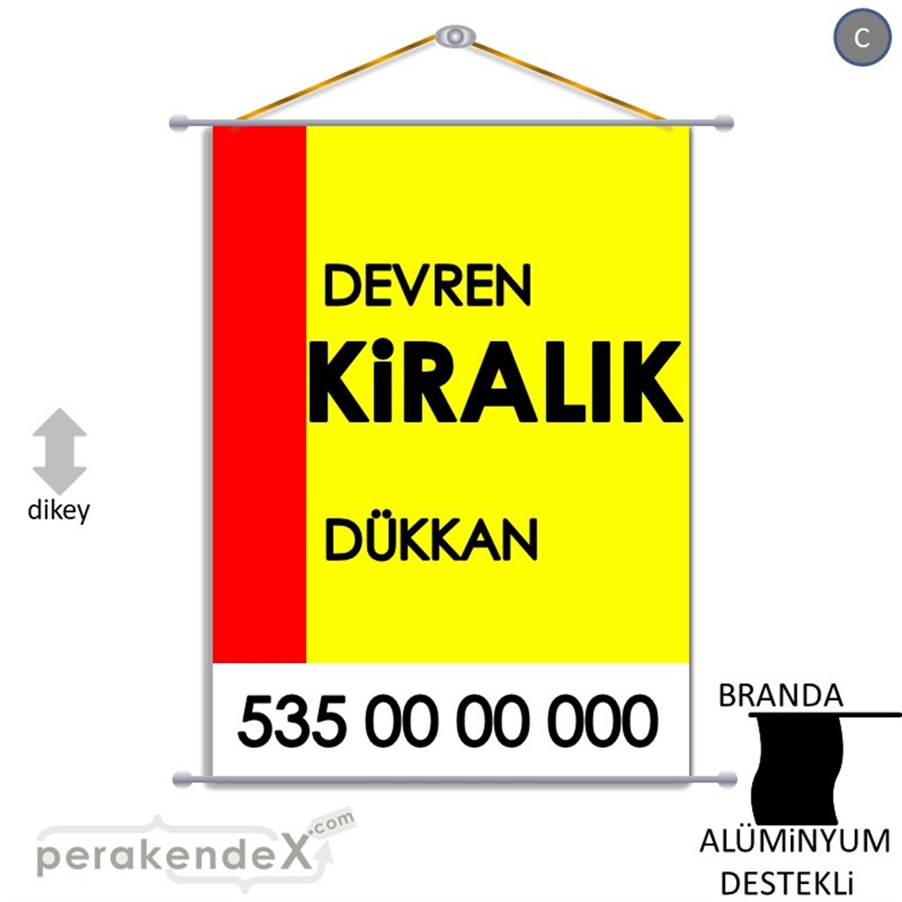 Devren Kiralık Yazısı 006 BRANDA POSTER,  AFİŞ -dikdörtgen,tek yön baskıbranda poster,  afiş