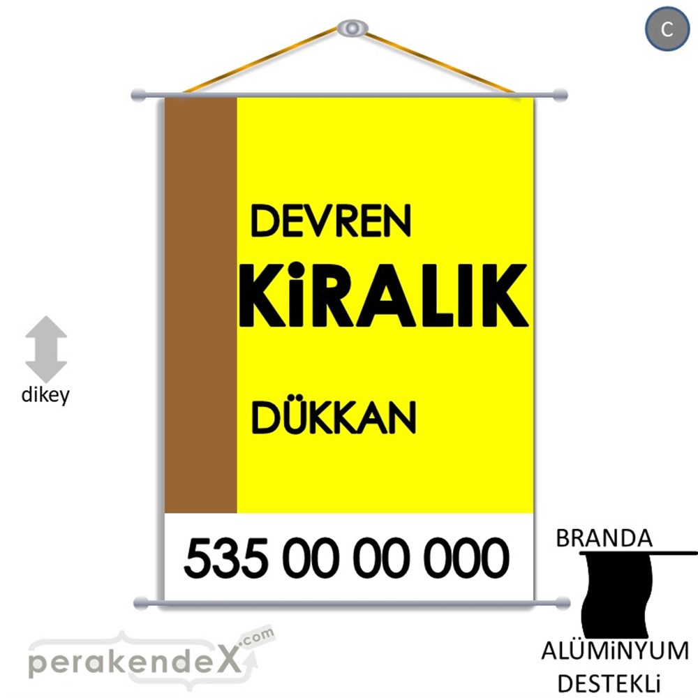 Devren Kiralık Yazısı 006 BRANDA POSTER,  AFİŞ -dikdörtgen,tek yön baskıbranda poster,  afiş