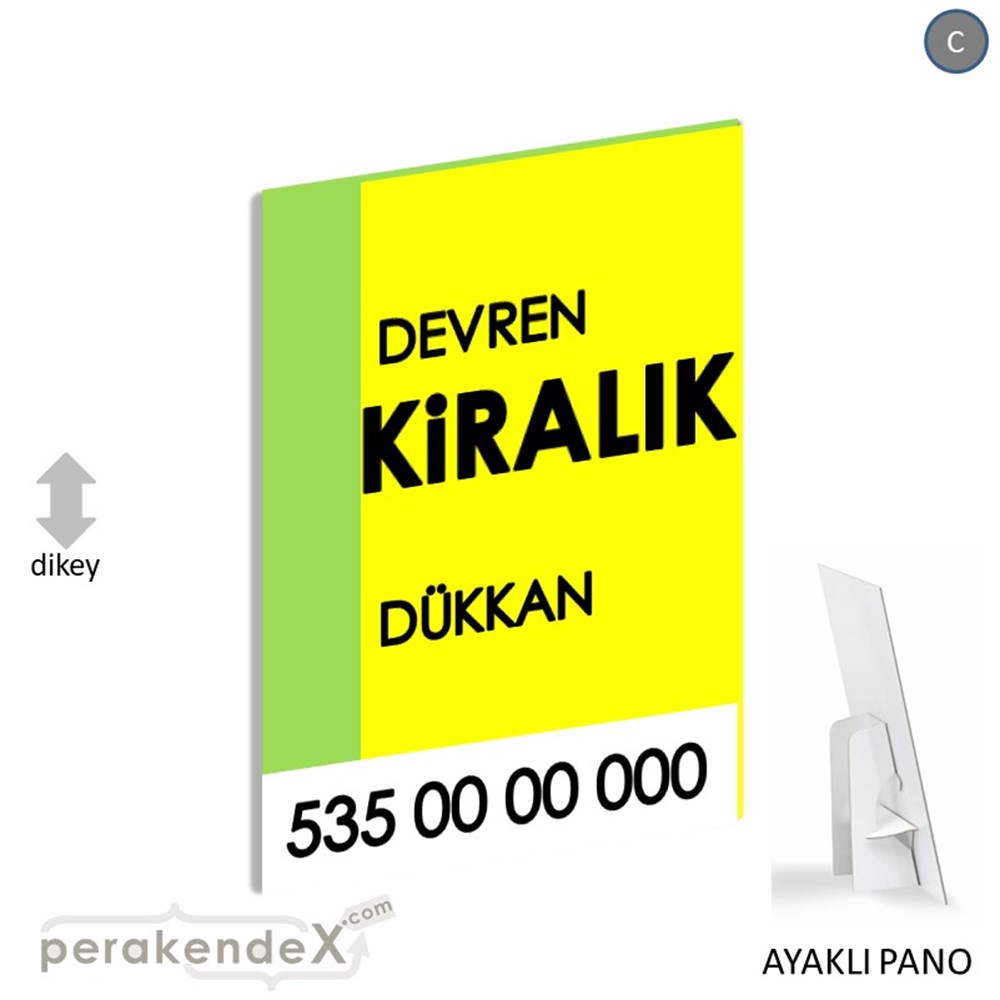Devren Kiralık Yazısı 006 KARTON AYAKLI POSTER,  PANO -dikdörtgen,tek yön baskıkarton ayaklı poster,  pano