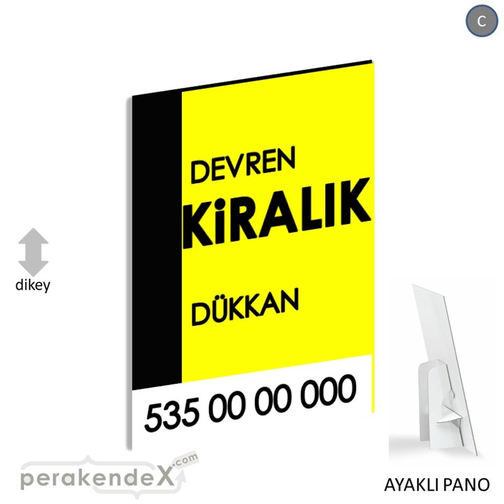 Devren Kiralık Yazısı 006 KARTON AYAKLI POSTER,  PANO -dikdörtgen,tek yön baskıkarton ayaklı poster,  pano