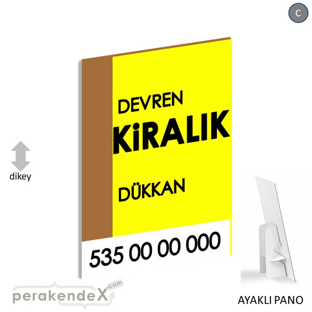 Devren Kiralık Yazısı 006 KARTON AYAKLI POSTER,  PANO -dikdörtgen,tek yön baskıkarton ayaklı poster,  pano