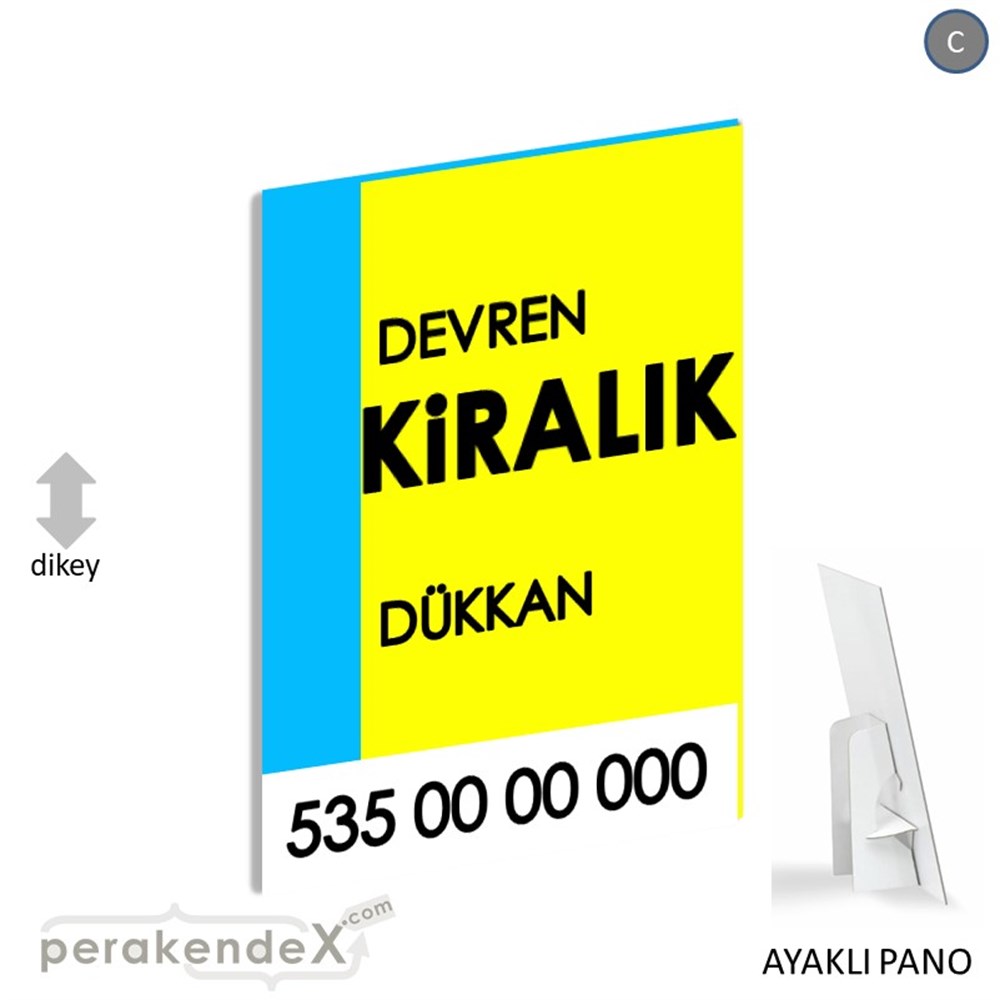 Devren Kiralık Yazısı 006 KARTON AYAKLI POSTER,  PANO -dikdörtgen,tek yön baskıkarton ayaklı poster,  pano