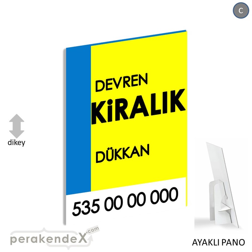 Devren Kiralık Yazısı 006 KARTON AYAKLI POSTER,  PANO -dikdörtgen,tek yön baskıkarton ayaklı poster,  pano
