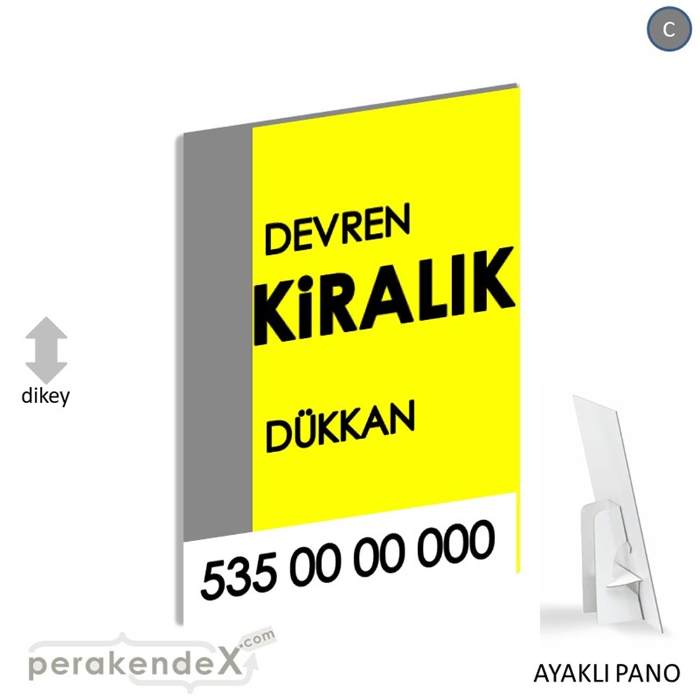 Devren Kiralık Yazısı 006 KARTON AYAKLI POSTER,  PANO -dikdörtgen,tek yön baskıkarton ayaklı poster,  pano