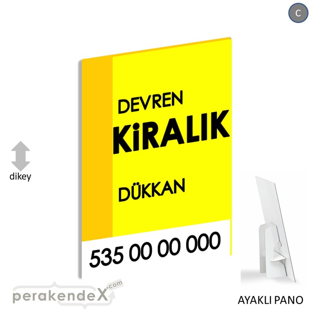 Devren Kiralık Yazısı 006 KARTON AYAKLI POSTER,  PANO -dikdörtgen,tek yön baskıkarton ayaklı poster,  pano