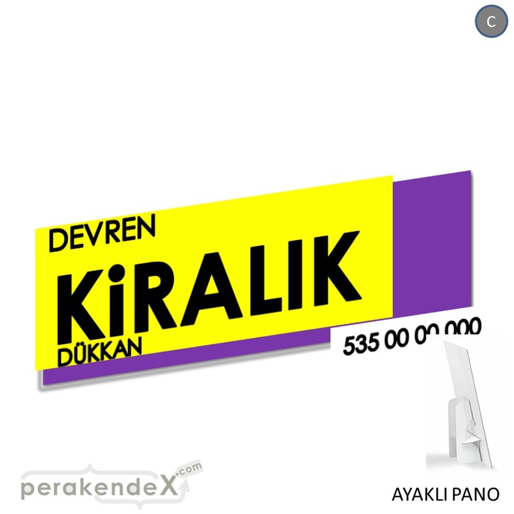 Devren Kiralık Yazısı 006 KARTON AYAKLI POSTER,  PANO (BANNER) -dikdörtgen,tek yön baskıkarton ayaklı poster,  pano