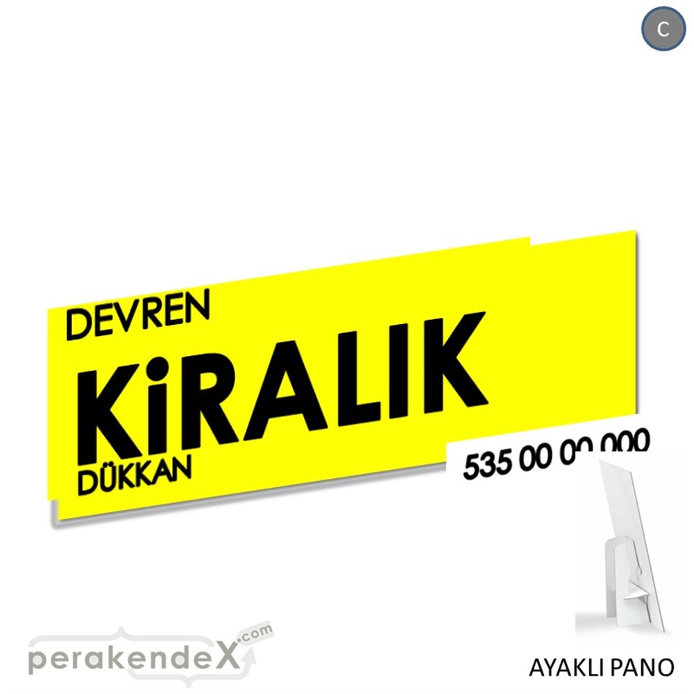 Devren Kiralık Yazısı 006 KARTON AYAKLI POSTER,  PANO (BANNER) -dikdörtgen,tek yön baskıkarton ayaklı poster,  pano