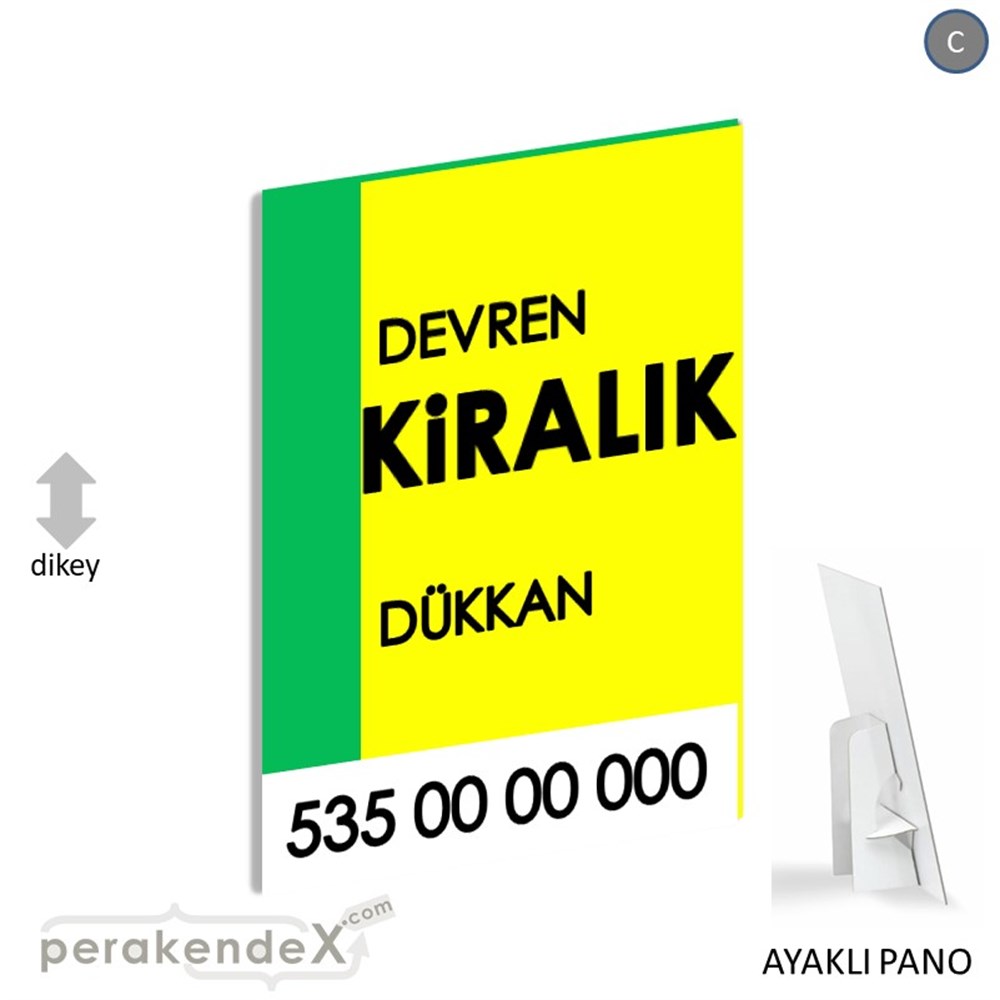 Devren Kiralık Yazısı 006 KARTON AYAKLI POSTER,  PANO -dikdörtgen,tek yön baskıkarton ayaklı poster,  pano