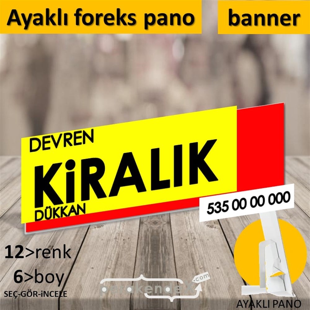 Devren Kiralık Yazısı 006 KARTON AYAKLI POSTER,  PANO (BANNER) -dikdörtgen,tek yön baskıkarton ayaklı poster,  pano
