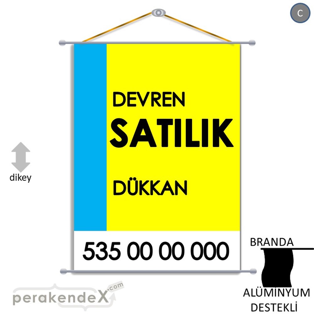Devren Satılık Yazısı 006 BRANDA POSTER,  AFİŞ -dikdörtgen,tek yön baskıbranda poster,  afiş