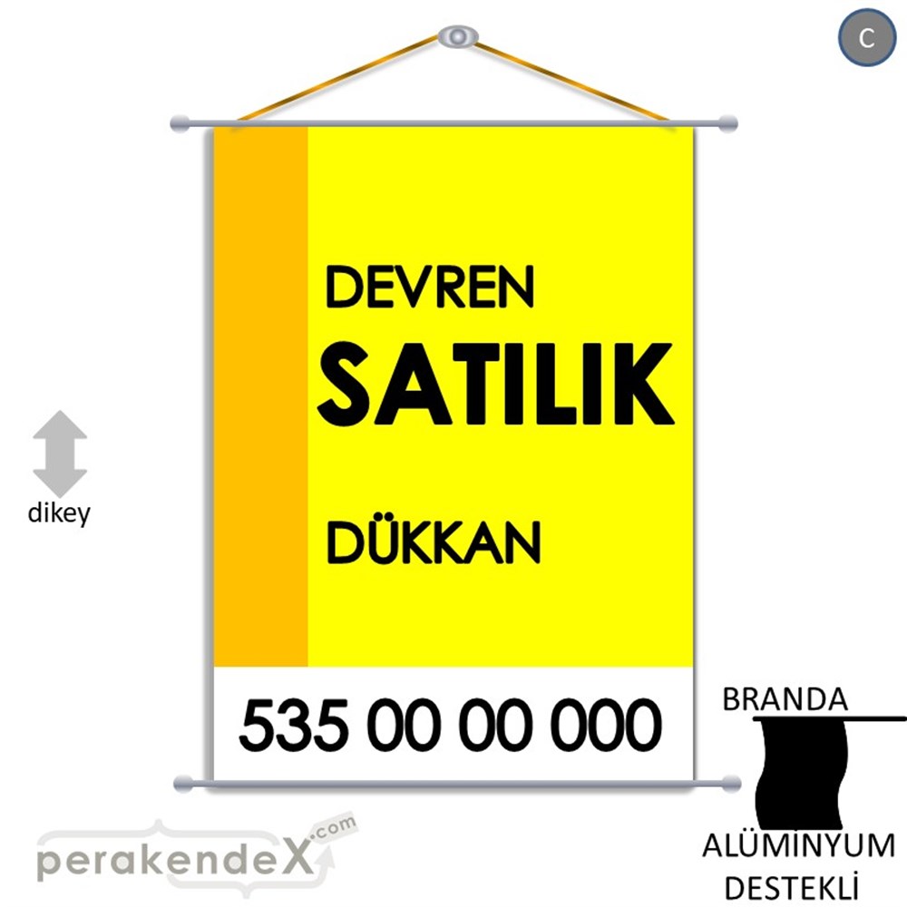 Devren Satılık Yazısı 006 BRANDA POSTER,  AFİŞ -dikdörtgen,tek yön baskıbranda poster,  afiş