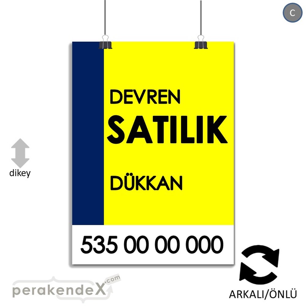 Devren Satılık Yazısı 006 KAĞIT POSTER,  AFİŞ -dikdörtgen,çift yön baskıkağıt poster,  afiş