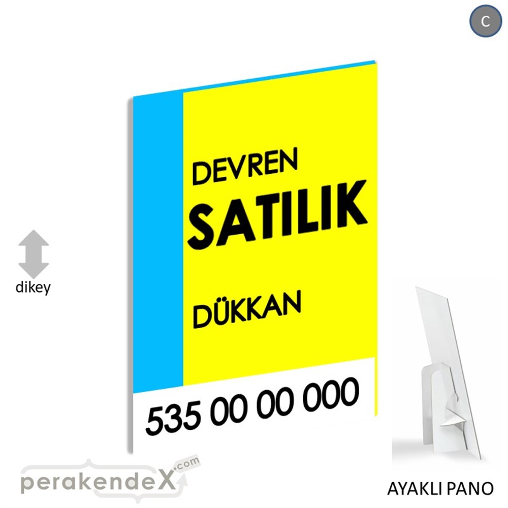 Devren Satılık Yazısı 006 KARTON AYAKLI POSTER,  PANO -dikdörtgen,tek yön baskıkarton ayaklı poster,  pano