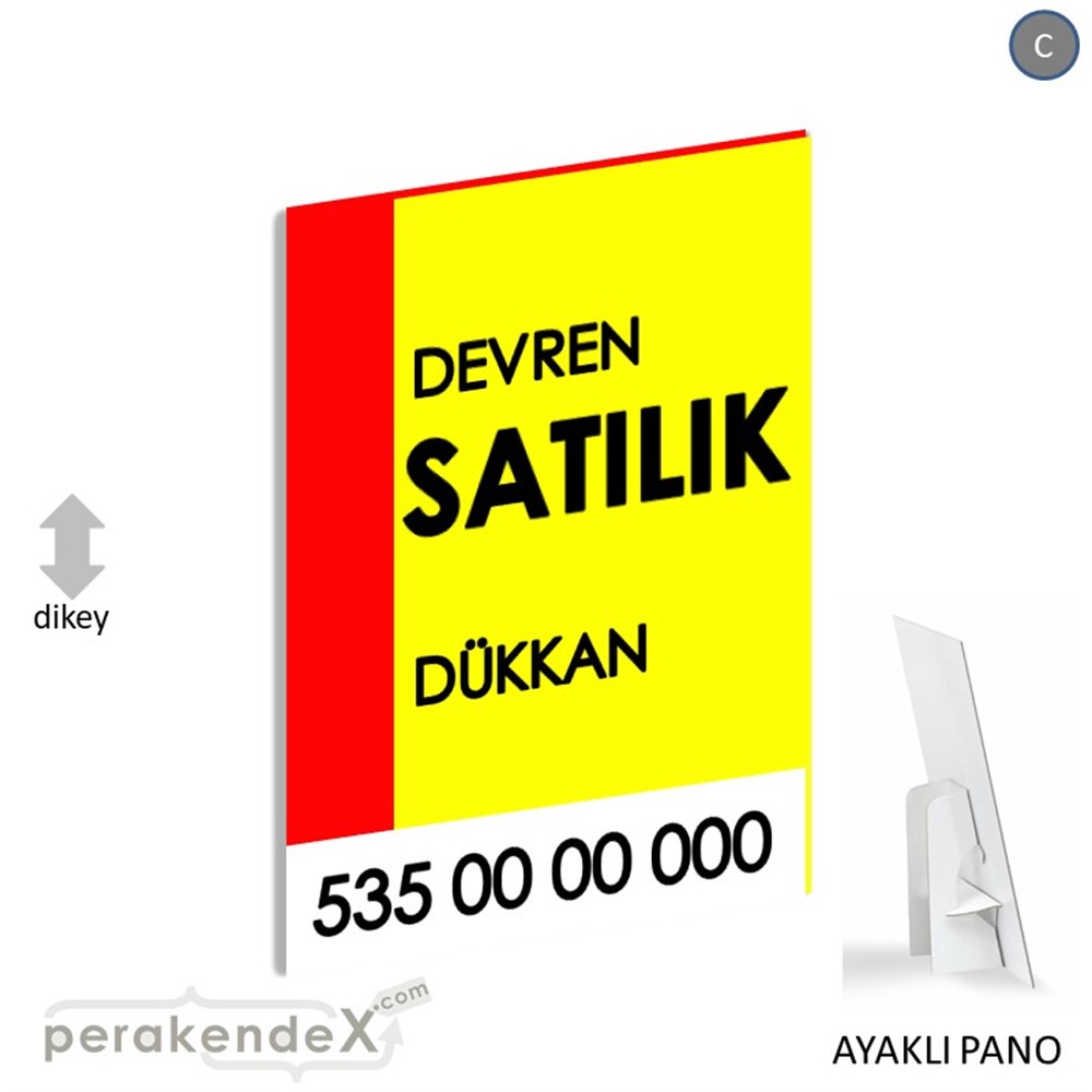 Devren Satılık Yazısı 006 KARTON AYAKLI POSTER,  PANO -dikdörtgen,tek yön baskıkarton ayaklı poster,  pano