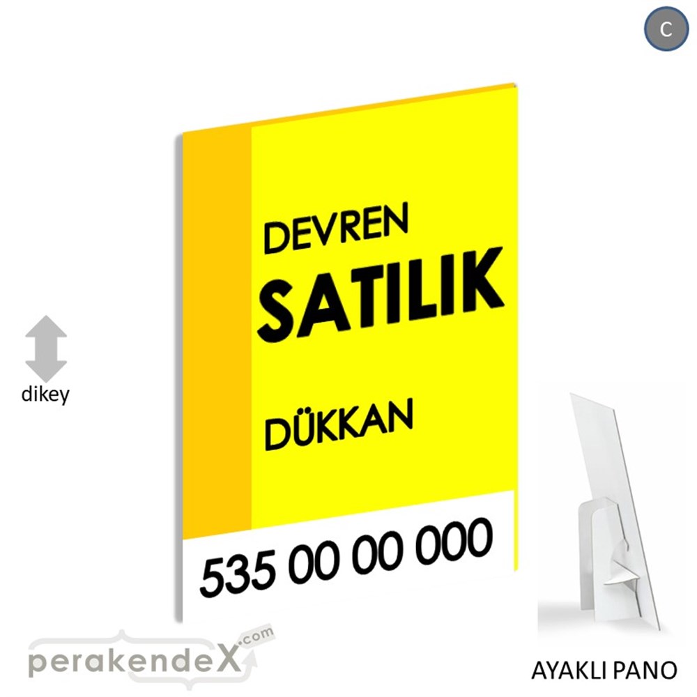 Devren Satılık Yazısı 006 KARTON AYAKLI POSTER,  PANO -dikdörtgen,tek yön baskıkarton ayaklı poster,  pano