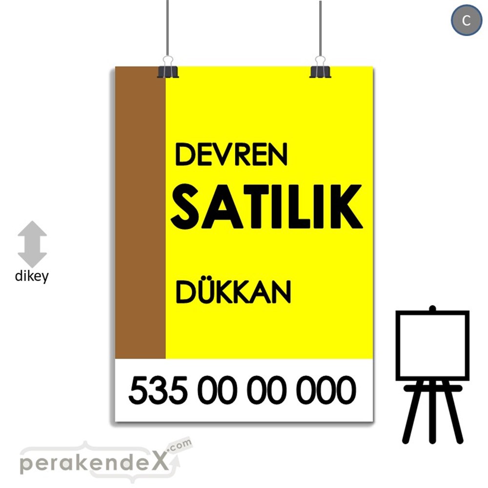 Devren Satılık Yazısı 006 SERT PLASTİK POSTER,  AFİŞ -dikdörtgen,tek yön baskısert plastik poster,  afiş