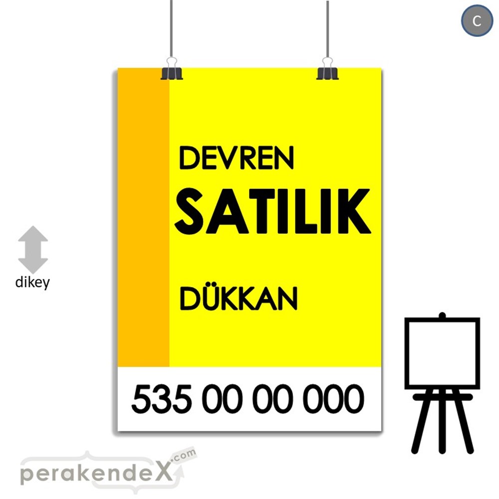 Devren Satılık Yazısı 006 SERT PLASTİK POSTER,  AFİŞ -dikdörtgen,tek yön baskısert plastik poster,  afiş