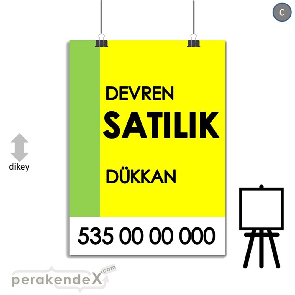 Devren Satılık Yazısı 006 SERT PLASTİK POSTER,  AFİŞ -dikdörtgen,tek yön baskısert plastik poster,  afiş