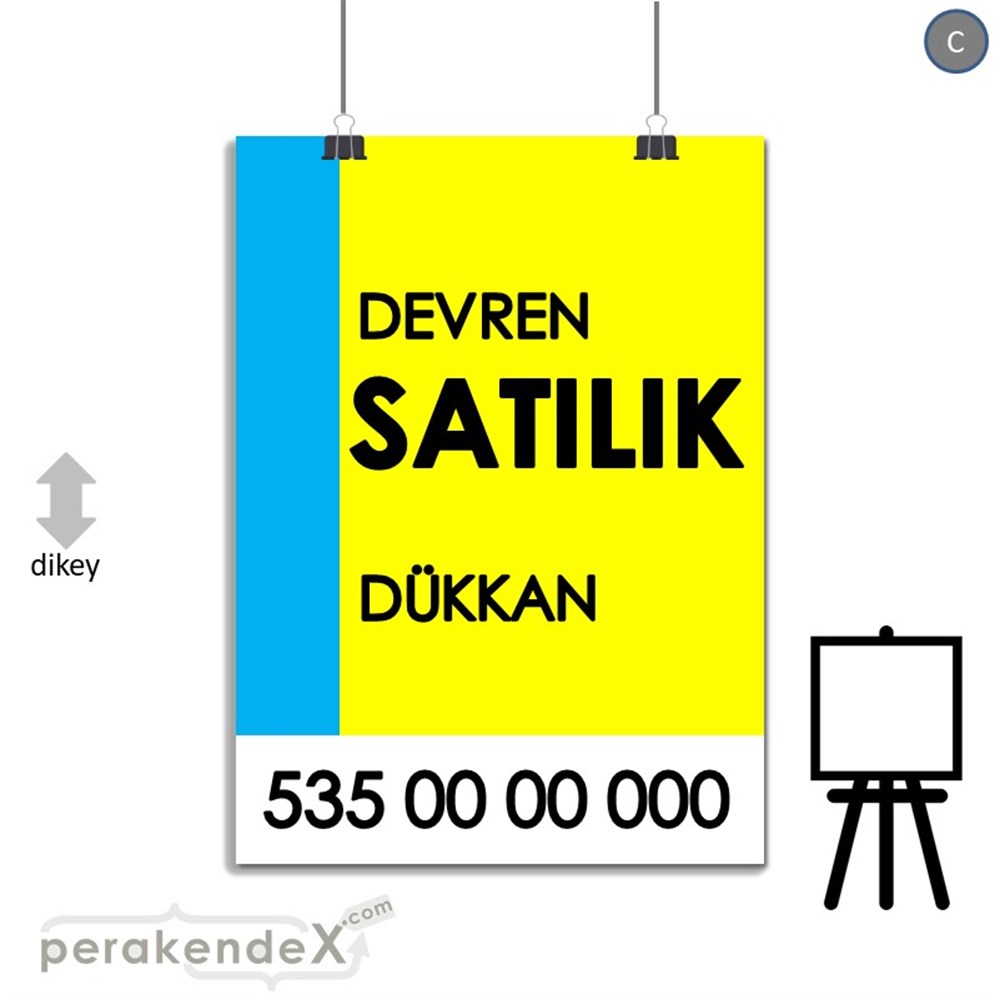 Devren Satılık Yazısı 006 SERT PLASTİK POSTER,  AFİŞ -dikdörtgen,tek yön baskısert plastik poster,  afiş