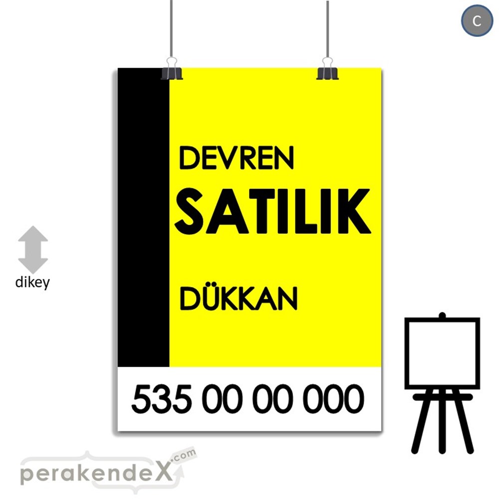 Devren Satılık Yazısı 006 SERT PLASTİK POSTER,  AFİŞ -dikdörtgen,tek yön baskısert plastik poster,  afiş