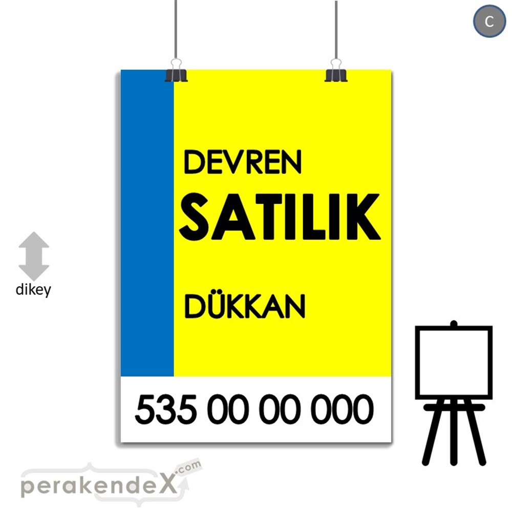Devren Satılık Yazısı 006 SERT PLASTİK POSTER,  AFİŞ -dikdörtgen,tek yön baskısert plastik poster,  afiş