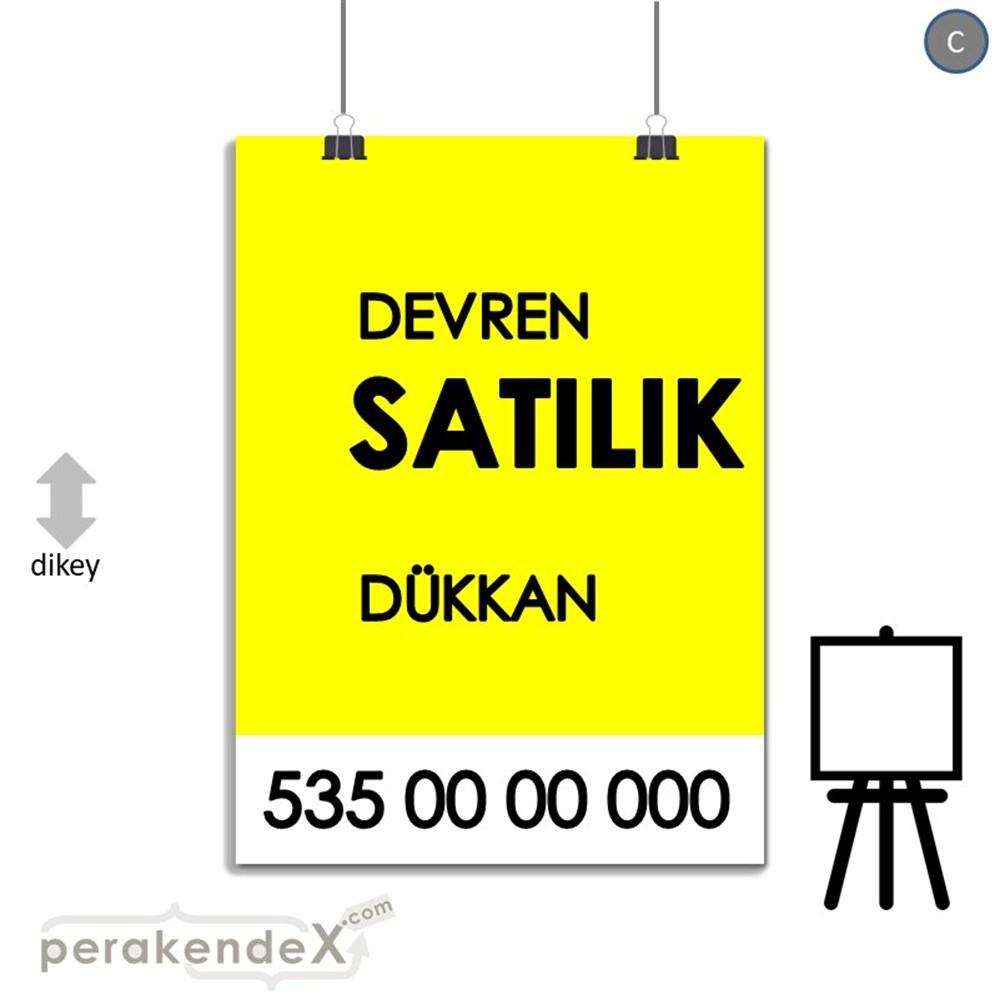 Devren Satılık Yazısı 006 SERT PLASTİK POSTER,  AFİŞ -dikdörtgen,tek yön baskısert plastik poster,  afiş