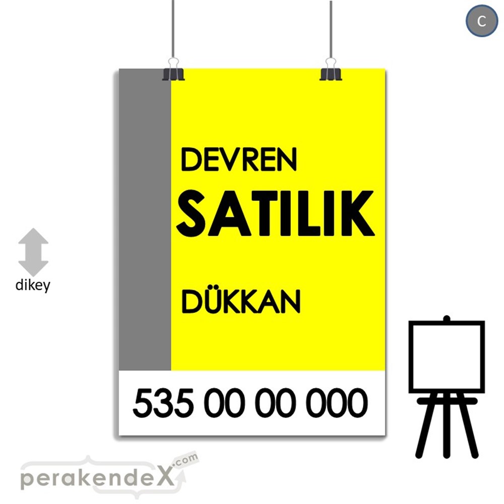 Devren Satılık Yazısı 006 SERT PLASTİK POSTER,  AFİŞ -dikdörtgen,tek yön baskısert plastik poster,  afiş