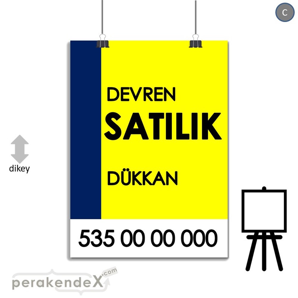 Devren Satılık Yazısı 006 SERT PLASTİK POSTER,  AFİŞ -dikdörtgen,tek yön baskısert plastik poster,  afiş