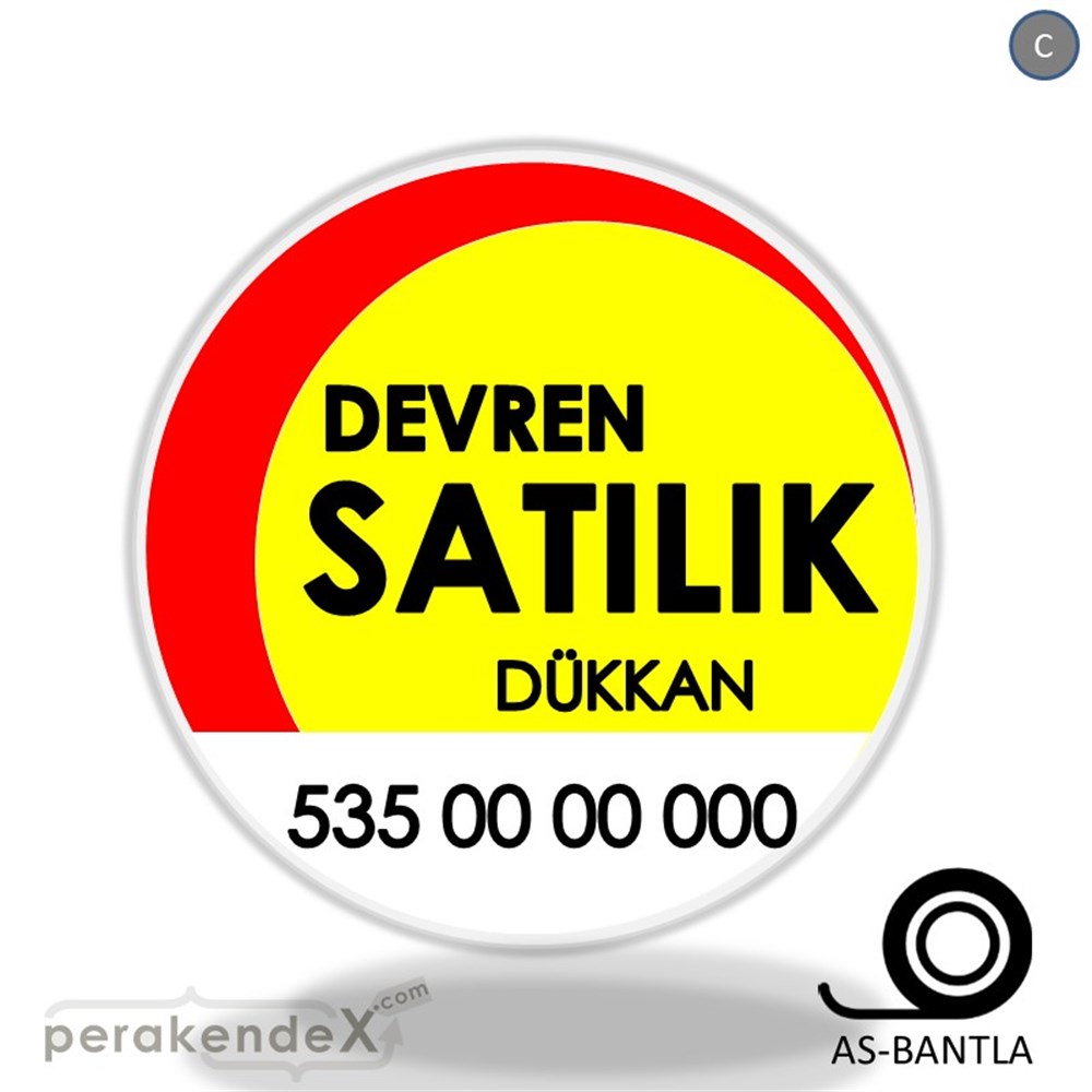 Devren Satılık Yazısı 006 SERT PLASTİK POSTER,  AFİŞ -oval,tek yön baskısert plastik poster,  afiş