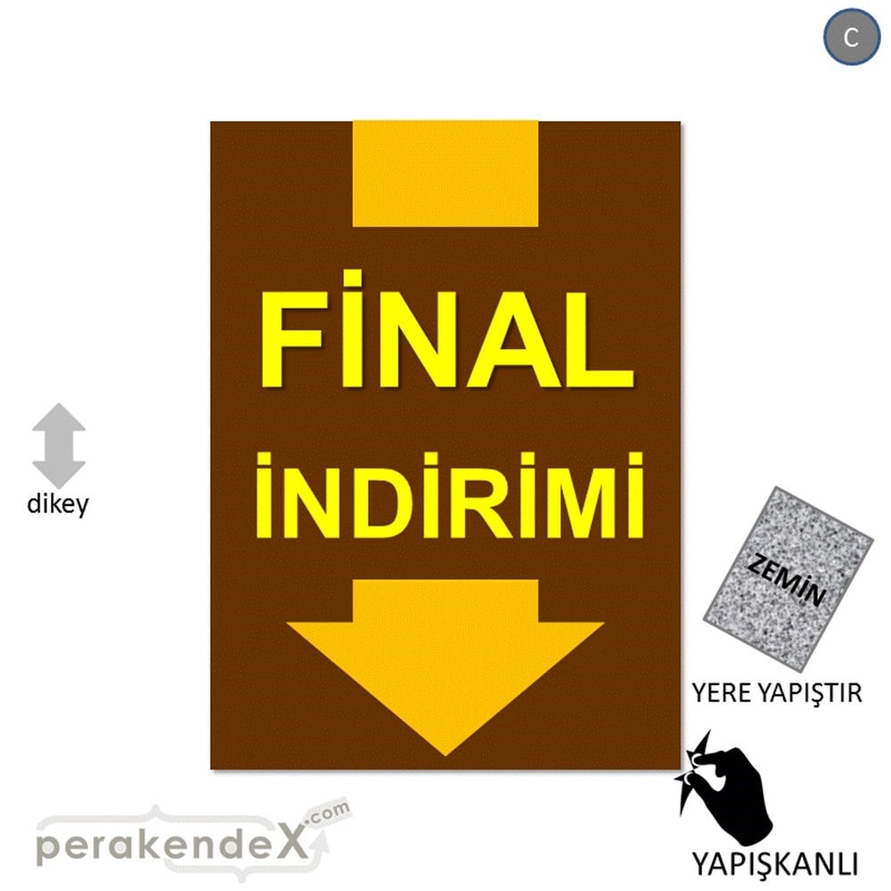 final indirimi YER ZEMİNE YAPIŞIR -dikdörtgen,tek yön baskı