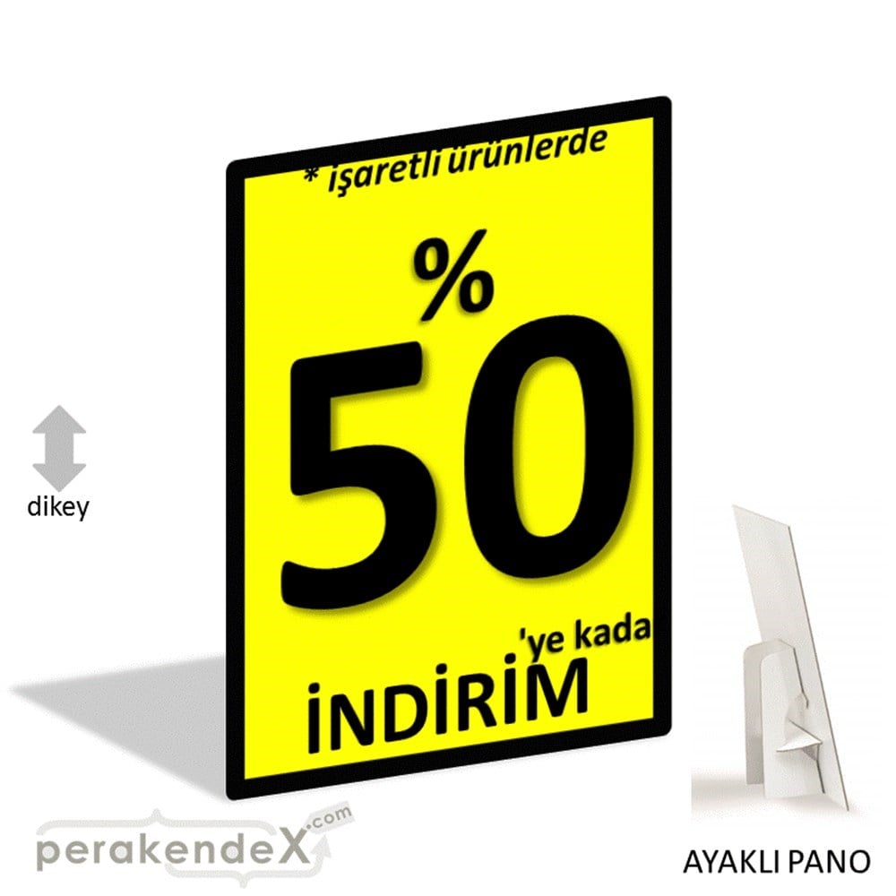 yüzde 50 ye varan indirim AYAKLI REKLAM PANOSU -dikdörtgen,tek yön baskı